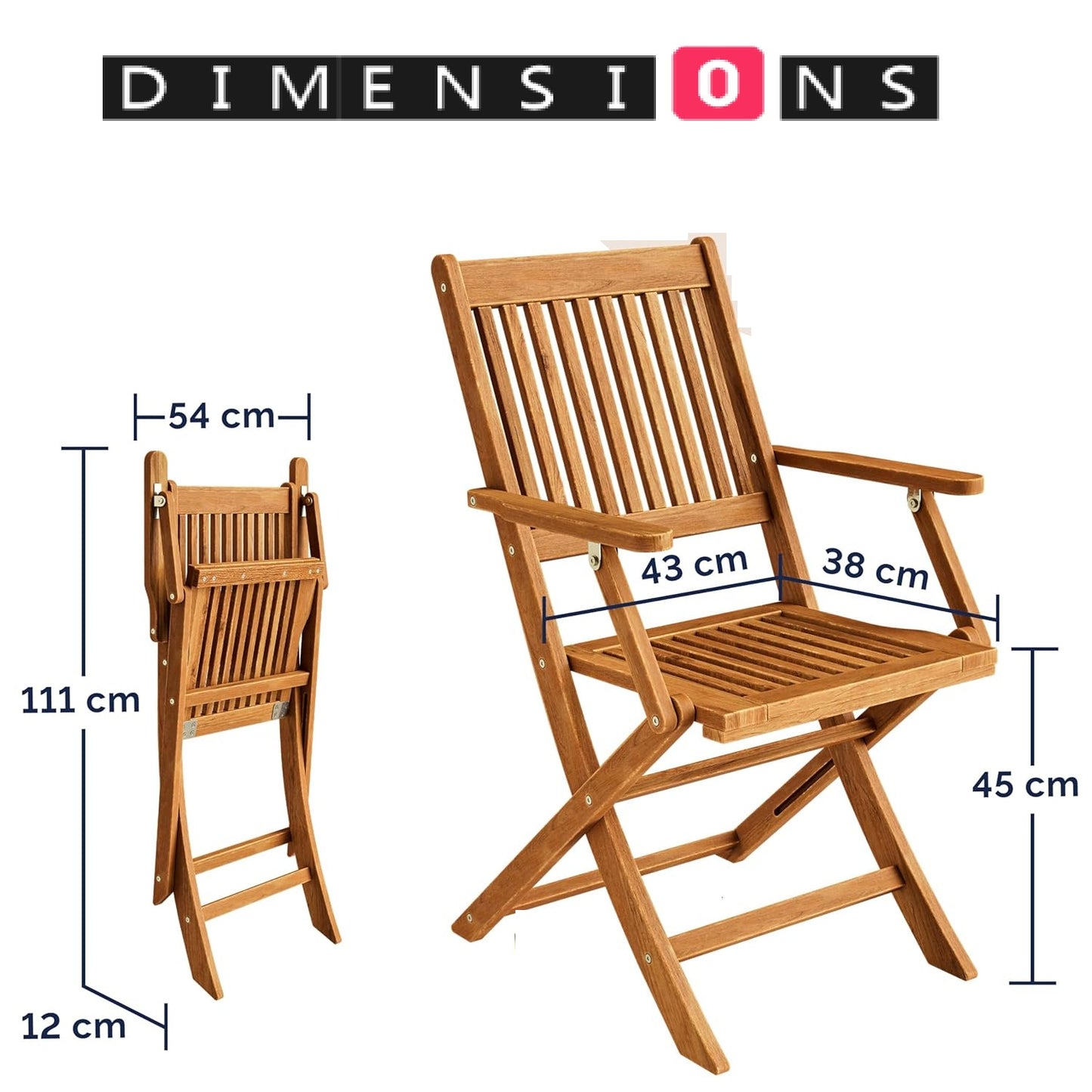 5 Piece Wooden Garden Dining Set – Foldable Outdoor Table & 4 Chairs for Patio, Balcony & Terrace