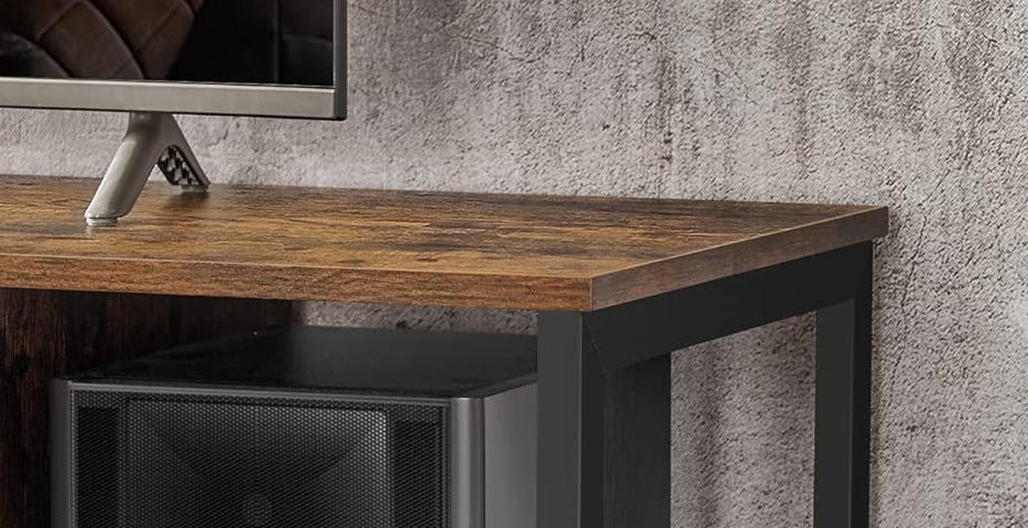 Rustic TV Stand for TVs up to 60 Inches – Industrial Entertainment Unit with Open Shelves, 120 x 40 x 50 cm