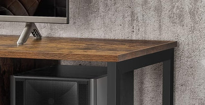 Rustic TV Stand for TVs up to 60 Inches – Industrial Entertainment Unit with Open Shelves, 120 x 40 x 50 cm
