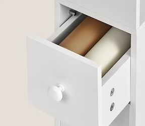 Tall Slim Bathroom Storage Cabinet – Freestanding Narrow Unit with Drawers & Adjustable Shelf White