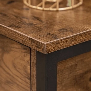 Rustic Brown Console Table with 2 Drawers – Industrial Hallway Table Sofa Side Table with Storage