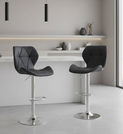 Set of 2 Adjustable Swivel Bar Stools with Backrest Gas Lift Kitchen Breakfast Chairs