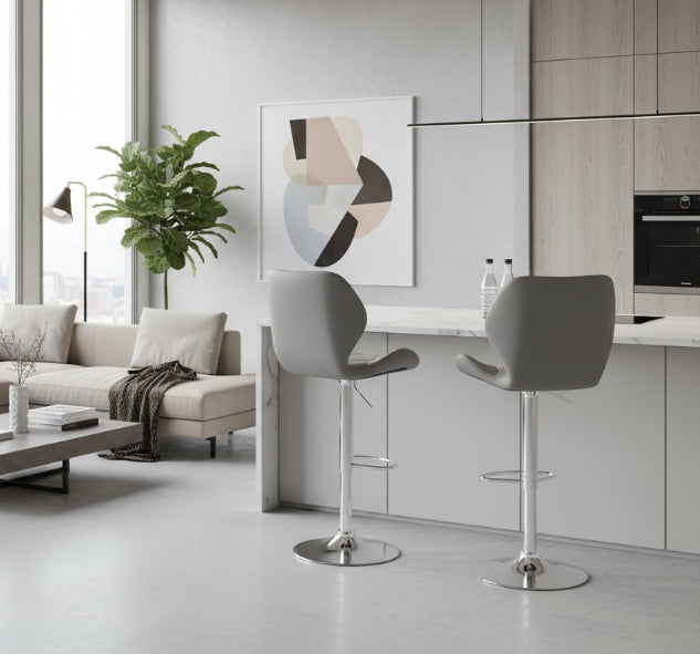 Set of 2 Adjustable Swivel Bar Stools with Backrest Gas Lift Kitchen Breakfast Chairs