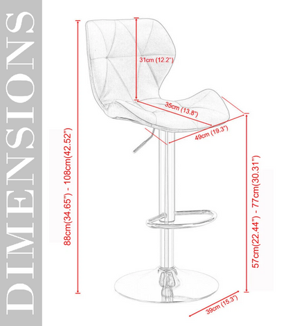 Set of 2 Adjustable Swivel Bar Stools with Backrest Gas Lift Kitchen Breakfast Chairs