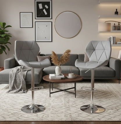 Set of 2 Adjustable Swivel Bar Stools with Backrest Gas Lift Kitchen Breakfast Chairs