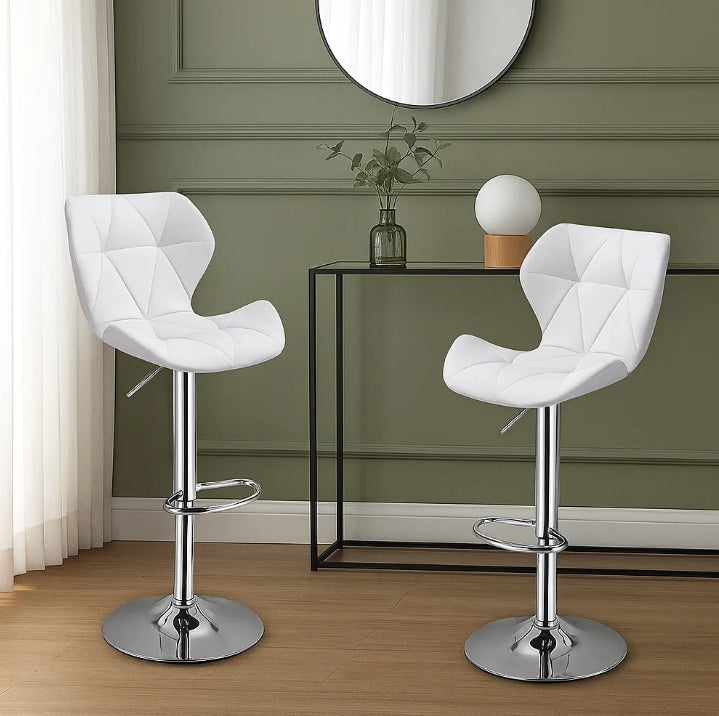 Set of 2 Adjustable Swivel Bar Stools with Backrest Gas Lift Kitchen Breakfast Chairs