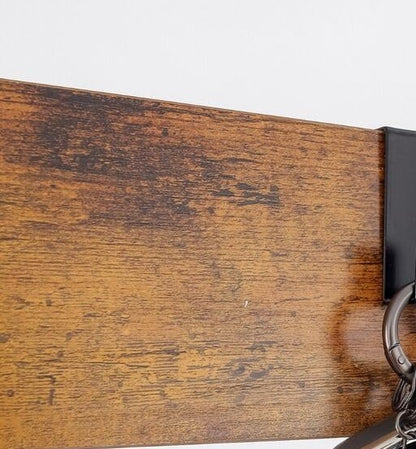 Entryway Coat Hanger Stand with Shoe Bench & Mirror Black Rustic Oak Hallway Storage Unit