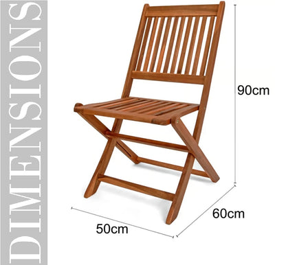 4 Seat Garden Dining Set Acacia Wood Foldable Table & Chairs Outdoor Patio