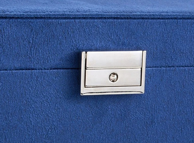 3-Layer Blue Jewellery Box with Lock, Drawer Organizer for Rings, Earrings & Necklaces