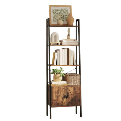 Industrial 4-Tier Shelf Ladder with Cupboard