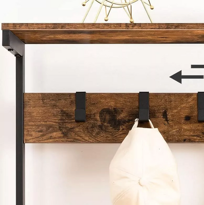 Entryway Coat Rack Stand with Shoe Storage Shelves – Industrial Hallway Organiser