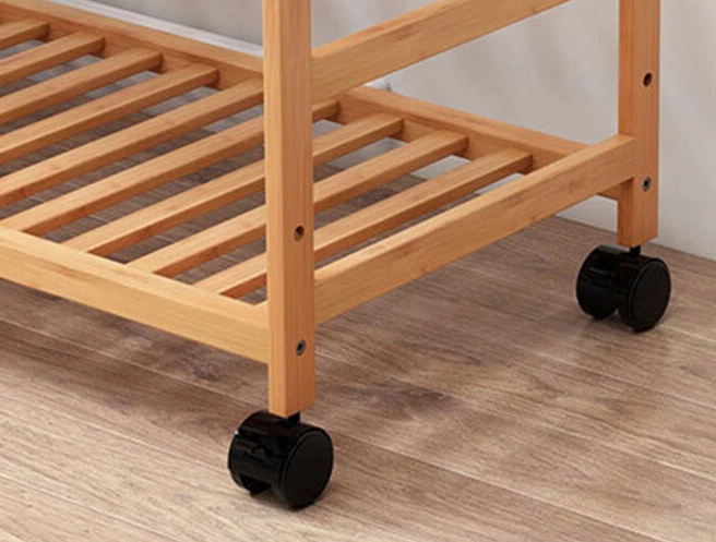 Wooden Clothes Rail Garment Rack with Storage Shelves & Pulley Wheels – Natural Wood Coat & Clothes Hanger Stand