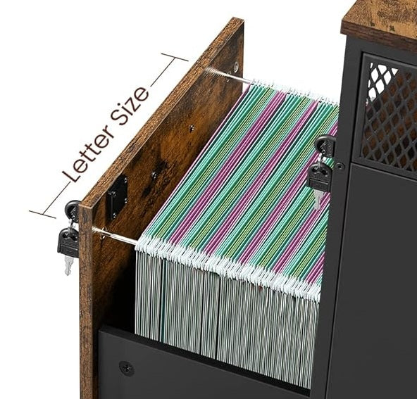 Mobile Filing Cabinet with Lockable Drawers  | Wheels with Open Shelf for A4 & Letter Files