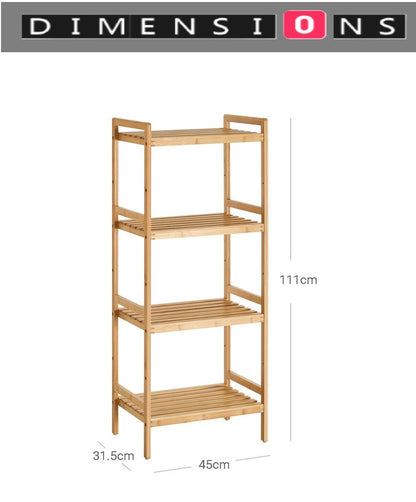 5-Tier Bamboo Storage Rack – Adjustable Shelves for Bathroom, Kitchen, Bedroom