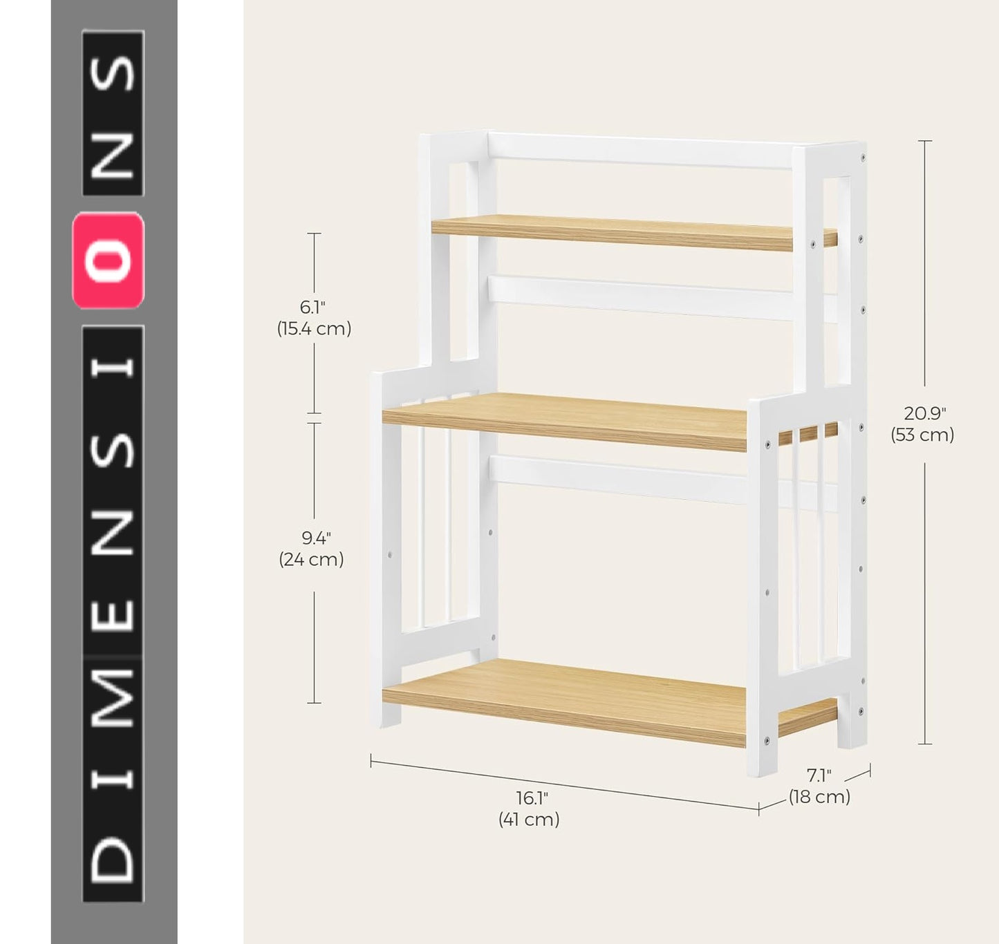 3 Tier Spice Rack Kitchen Countertop Storage Shelf Natural for Herbs