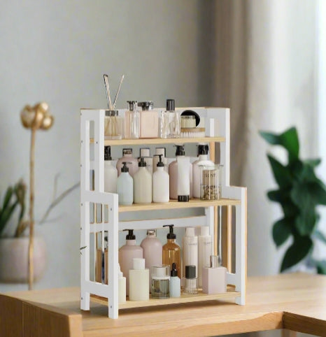 3 Tier Spice Rack Kitchen Countertop Storage Shelf Natural for Herbs
