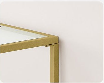 Modern Golden Metal Console Table with Tempered Glass Top – 100 x 35 x 80 cm