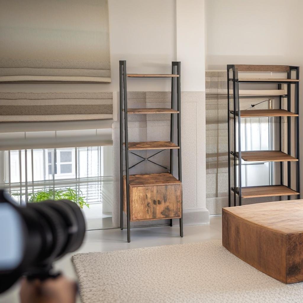 Industrial 4-Tier Shelf Ladder with Cupboard