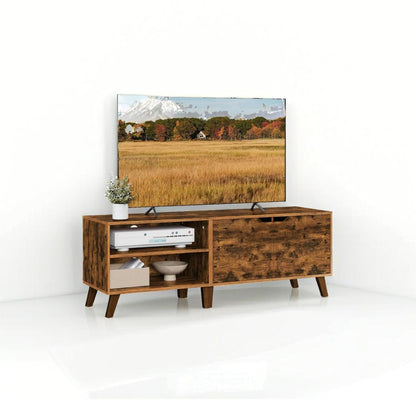 Rustic Brown TV Stand with 2 Doors & Adjustable Shelves – 140cm Unit for TVs up to 65” – Living Room Storage Cabinet