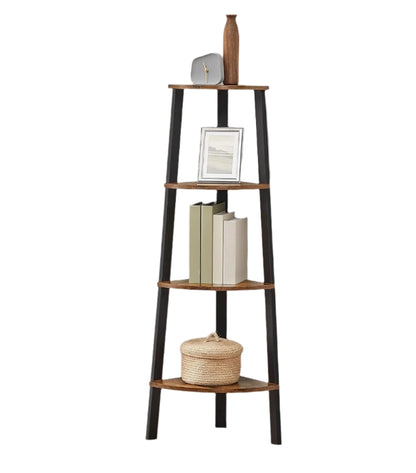 4 Tier Industrial Style Corner Shelf Shelf - Rustic Brown