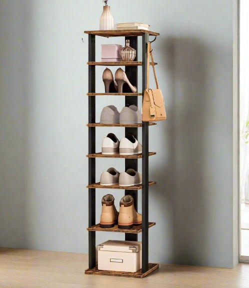 8 Tier Shoe Rack - Tall and Narrow with Vertical Storage