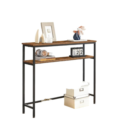 Industrial Slim Console Table with Adjustable Shelf