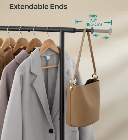 Adjustable Clothes Rail in Ink Black and Sturdy Construction