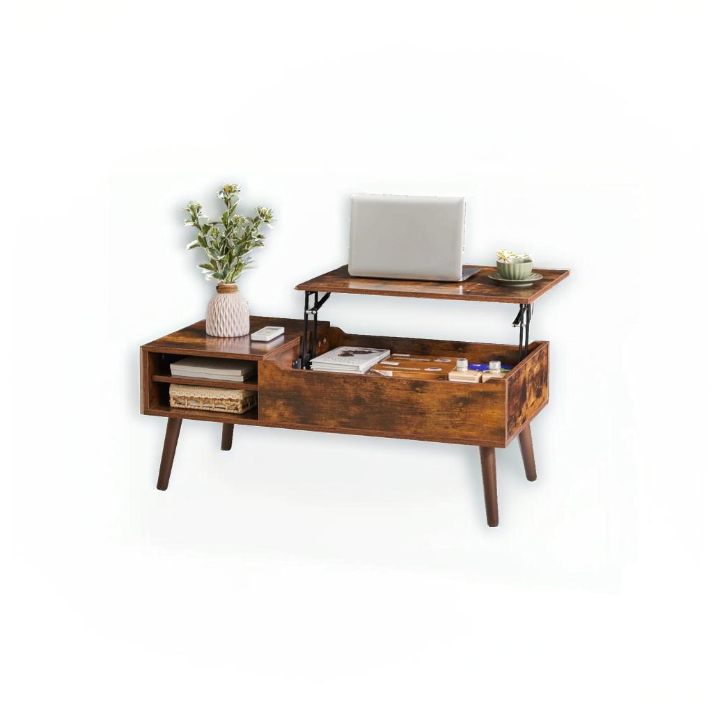 Lift-Top Coffee Table with Hidden Compartment and Adjustable Storage Shelf