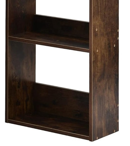 L-Shaped Corner Desk with Drawers & Shelves – 90cm Rustic Brown Computer Workstation