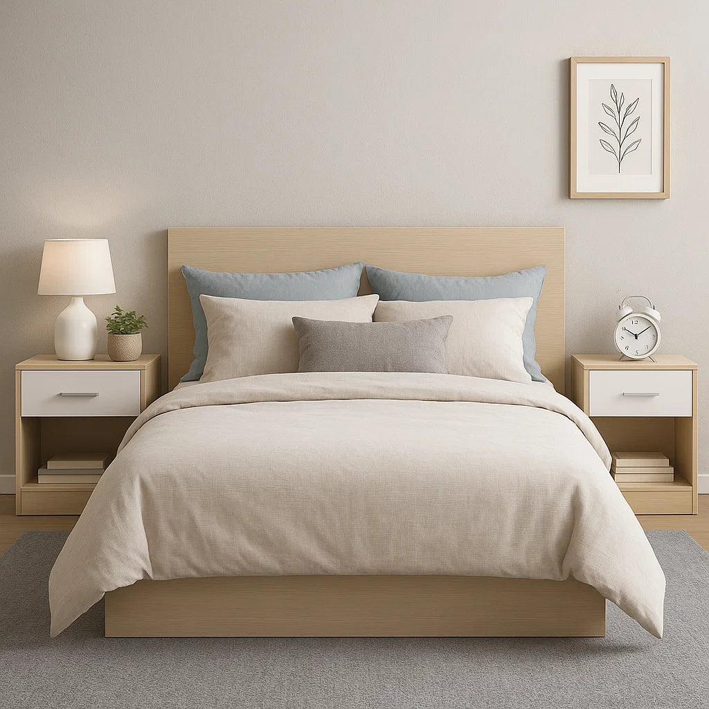 Set of 2 Bedside Tables with Drawers and Shelf –  Nightstands for Bedroom or Living Room