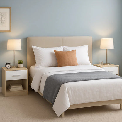 Set of 2 Bedside Tables with Drawers and Shelf –  Nightstands for Bedroom or Living Room