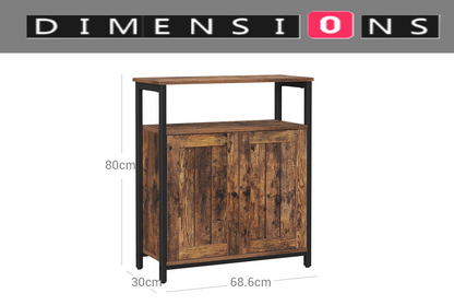 Industrial Storage Cabinet with Slat Door and Adjustable Shelves - Rustic Brown