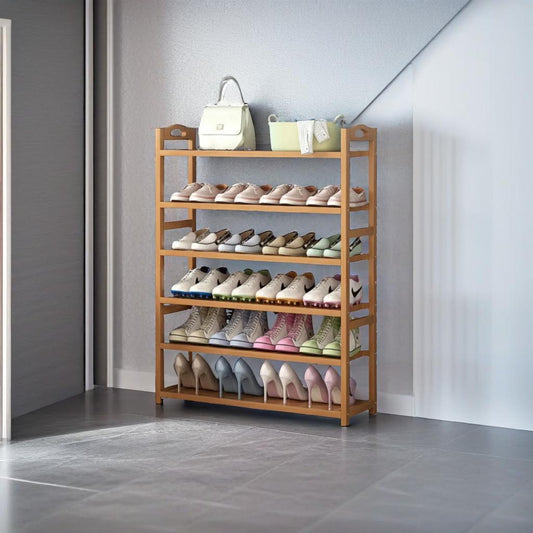 bamboo 6 tier shoe organiser