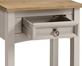 Grey Wax Solid Pine Furniture Rustic Mexican Style with Decorative Metal Fittings