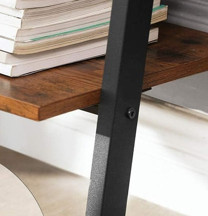 Industrial 4-Tier Ladder Shelf – Wall-Leaning Bookshelf & Storage Rack