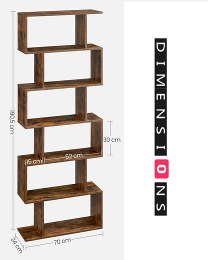 6-Tier Modern Style Bookcase Shelf - Storage Unit