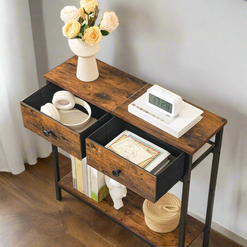 Rustic Console Table with Storage - Ideal for Living Room and Hallway
