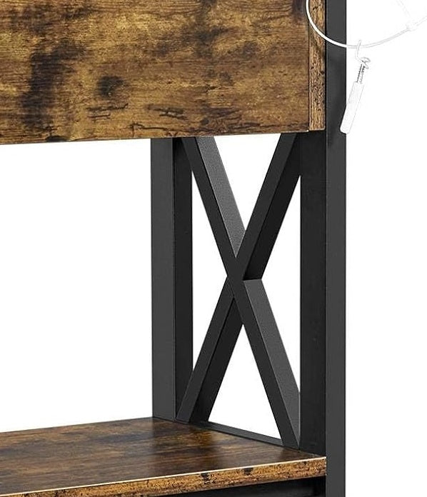 Industrial Console Table with Drawer and 2 Shelves
