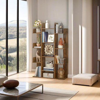 Tree Shaped Bookcase with 13 Storage Shelves