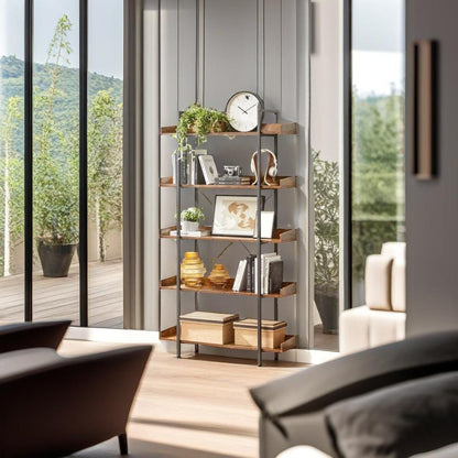 Industrial 5 Tier Bookcase Shelving