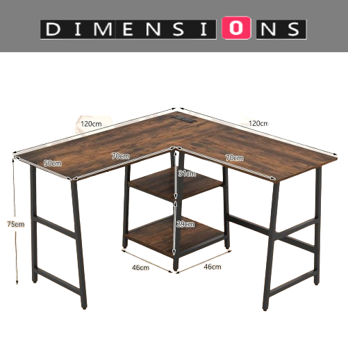 L-Shaped Computer Desk with USB & Type-C Charging Station – Office Cor ...