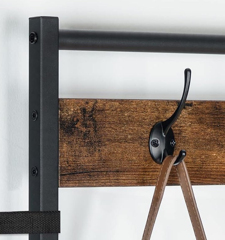 Industrial Coat Stand with Shoe Storage - Hall Tree with 9 Hooks