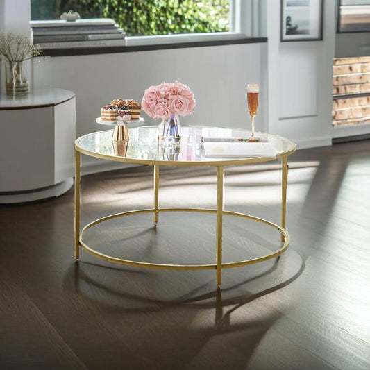 golden glass coffee table