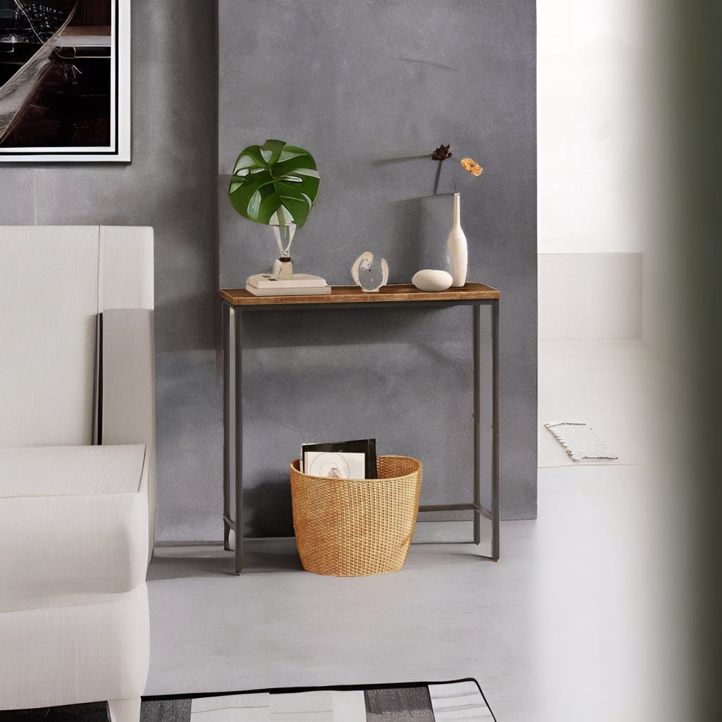 Slim Console Table Metal Frame Display Table for Hallway Small Spaces