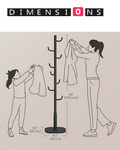 Tall Cactus-Shaped Coat Rack – 8 Sturdy Hooks for Coats