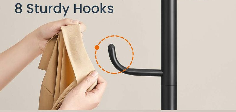 Tall Cactus-Shaped Coat Rack – 8 Sturdy Hooks for Coats