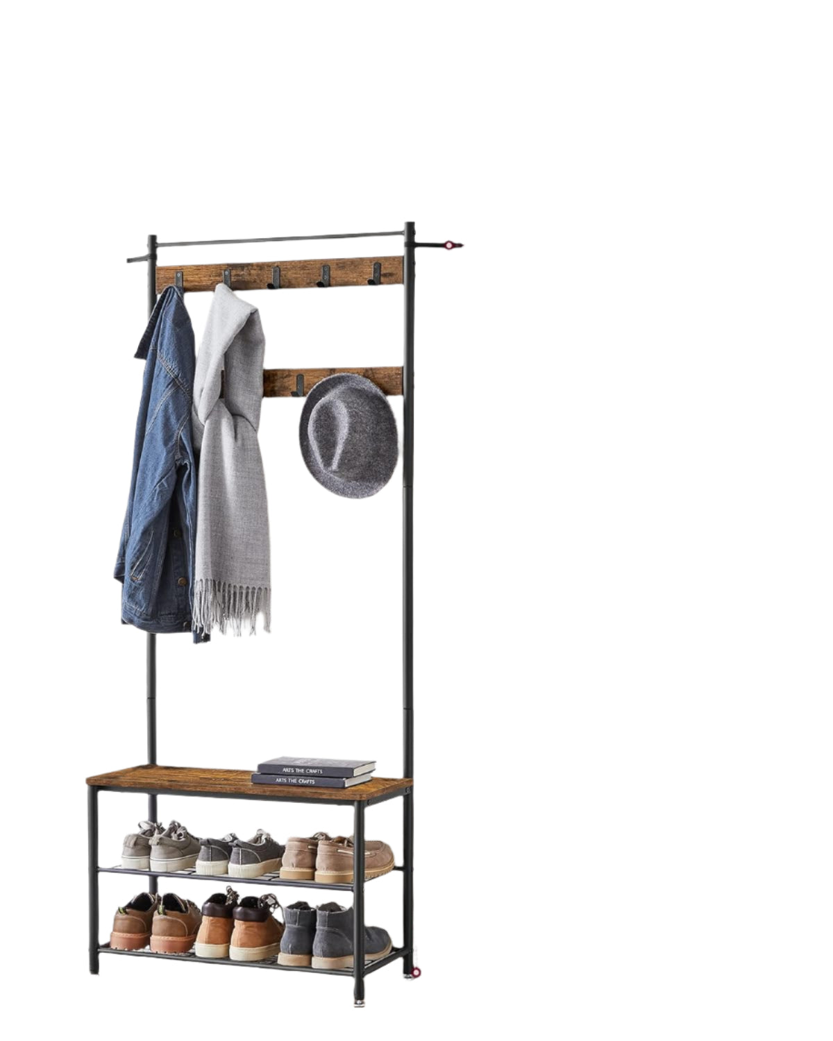 Industrial Coat Stand with Shoe Storage Bench - 3-in-1 Design