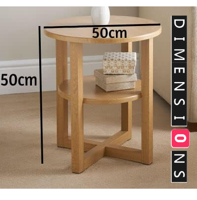 Small Side Table with Shelf Round Coffee Table for Living Room Bedroom or Hallway