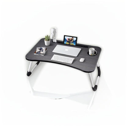Folding Laptop Bed Table with Cup Holder, Lap Desk Tray for Sofa, Breakfast, Portable, Black