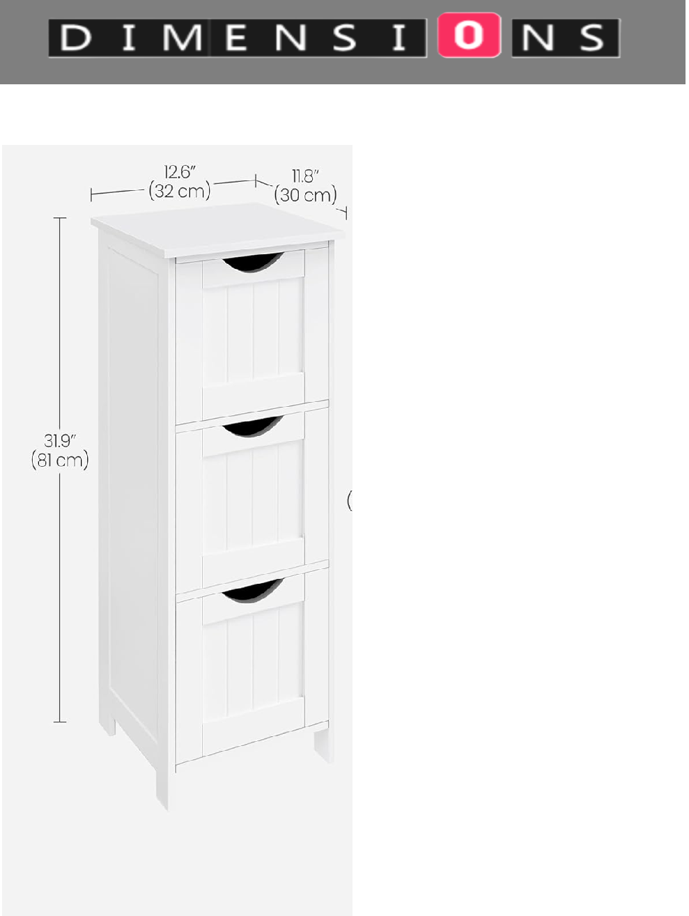 3-Drawer Floor Cabinet – Compact White Storage Unit for Bathroom and Bedroom